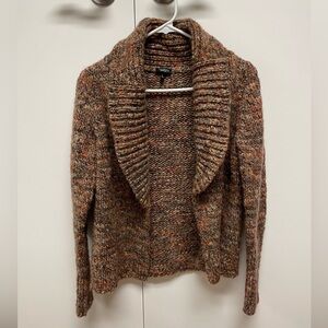 Talbots Sweater Brown Speckled Chunky Knit Cardigan Womens Wool Alpaca Blend Lg
